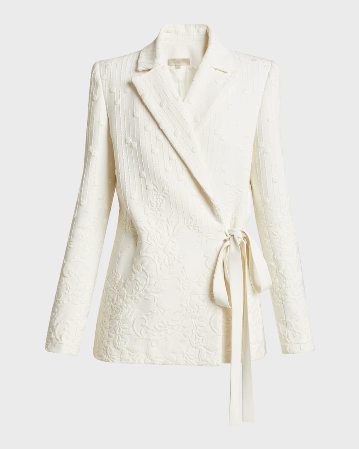 Elie Saab Embroidered Cady Wrap Blazer