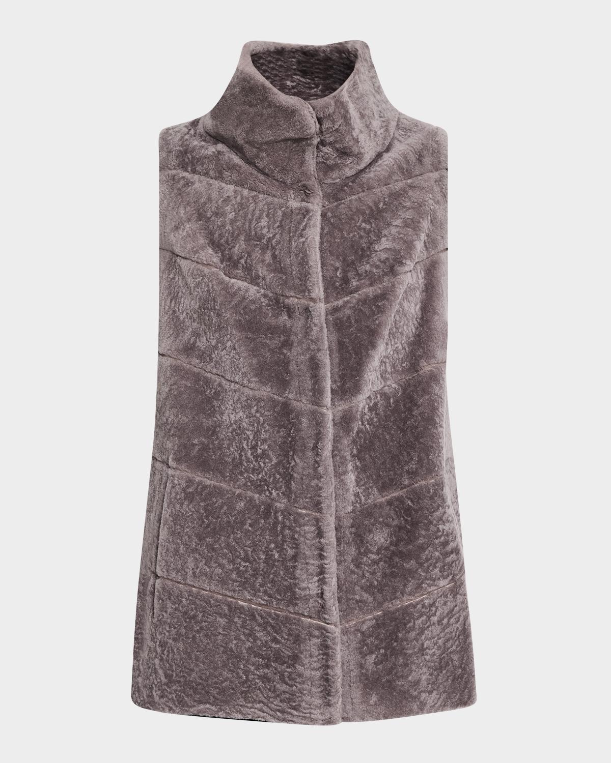 Gorski Reversible Textured Lamb Shearling Vest