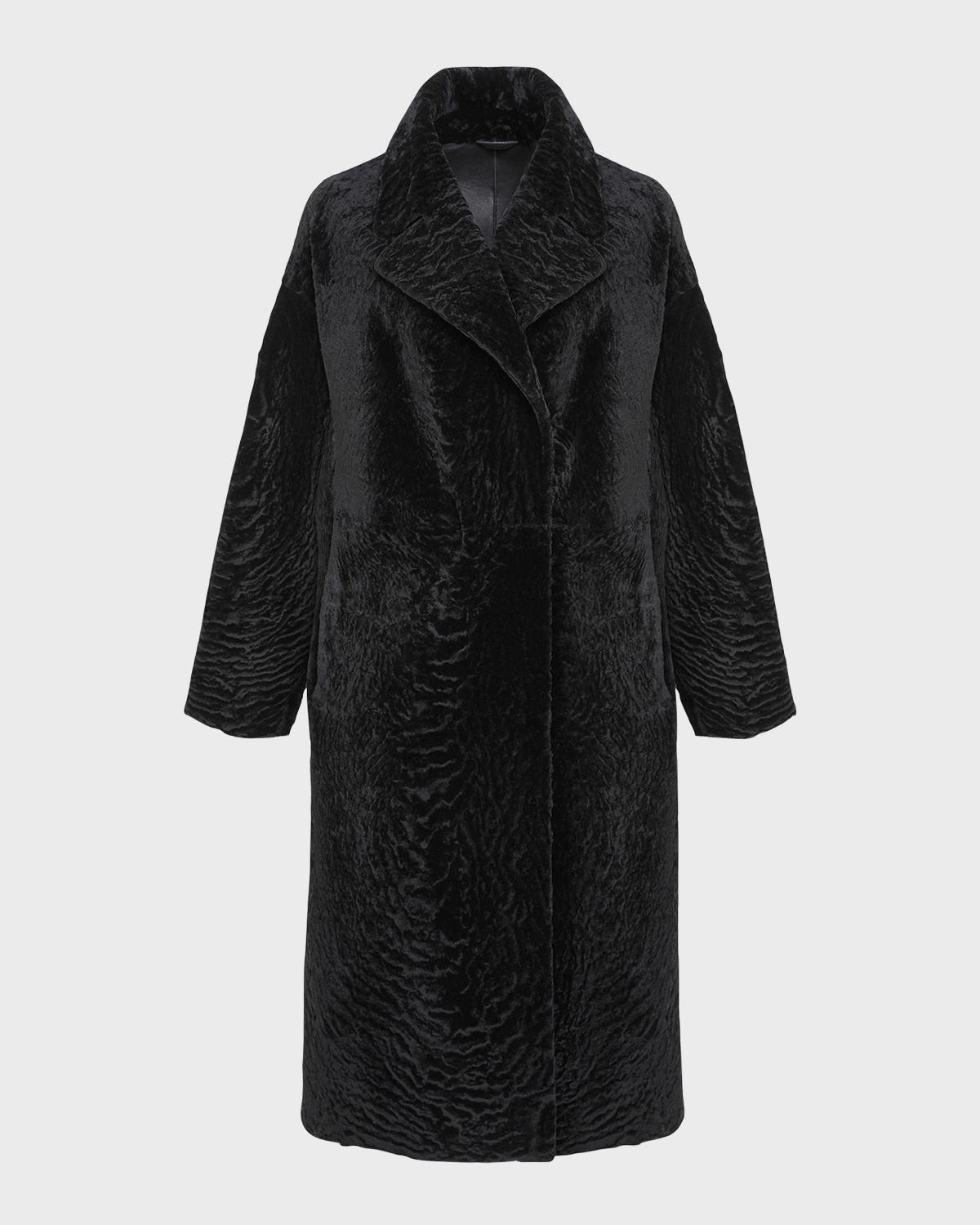 Gorski Reversible Textured Lamb Shearling Long Coat
