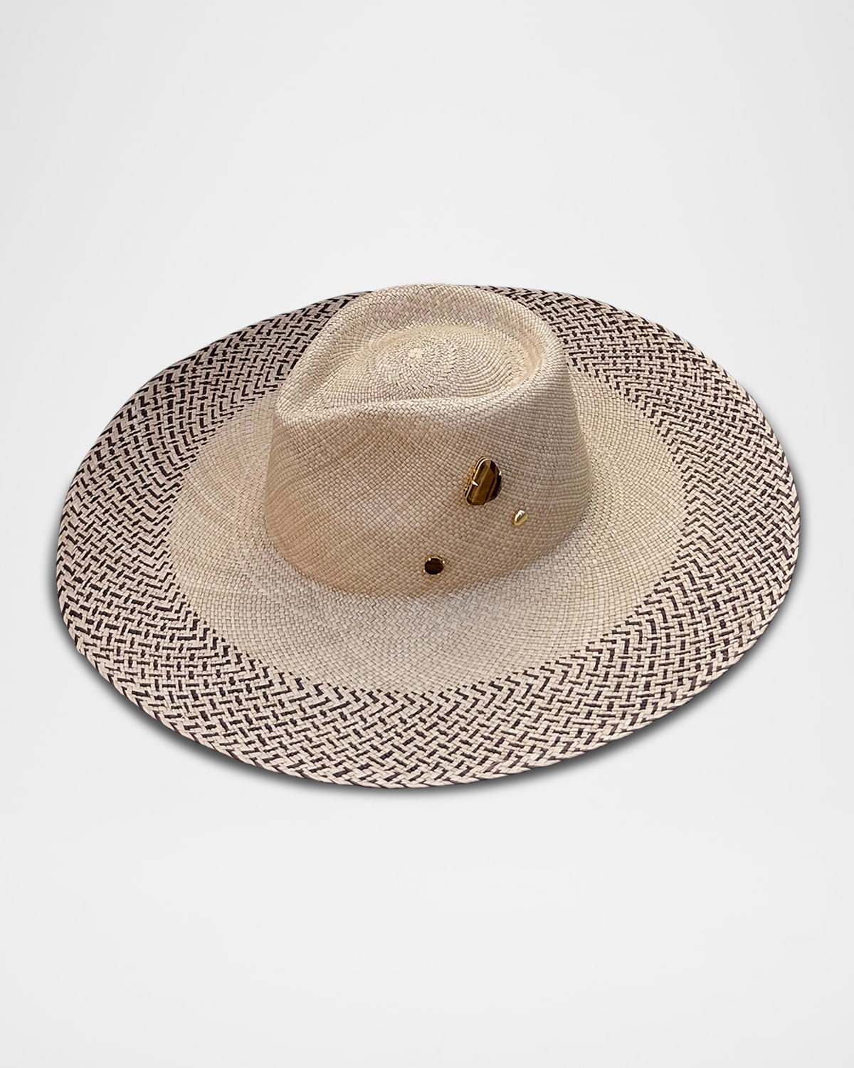 Van Palma Georgia Embellished Straw Large Brim Hat