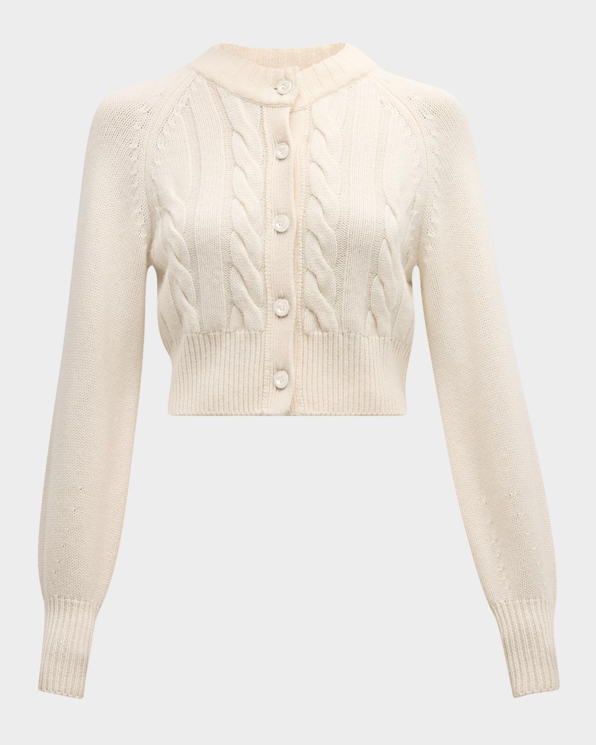Toccin Rita Cropped Wool and Cashmere Cable-Knit Cardigan