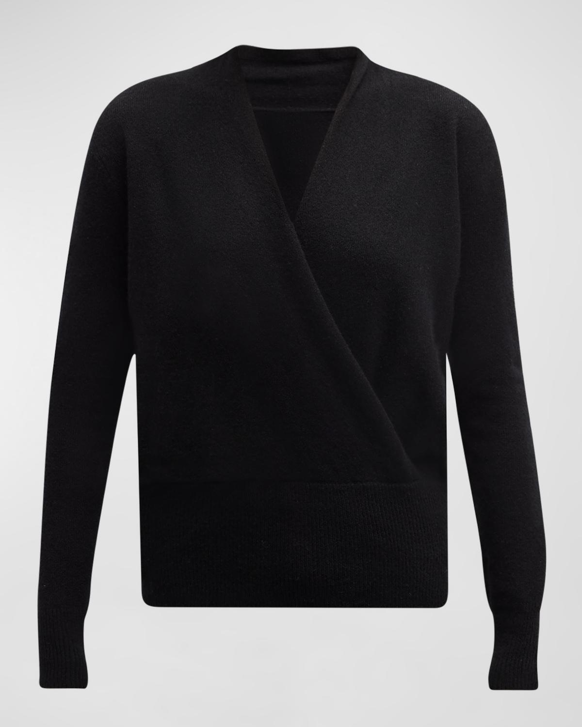 Neiman Marcus Cashmere Collection Cashmere Faux Wrap Sweater