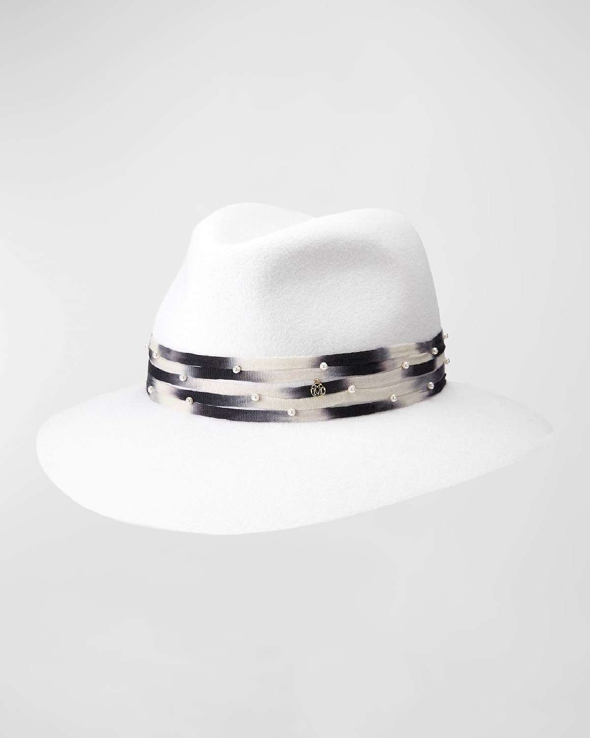 Maison Michel Henrietta Felt Fedora With Pearly Tie-Dye Band