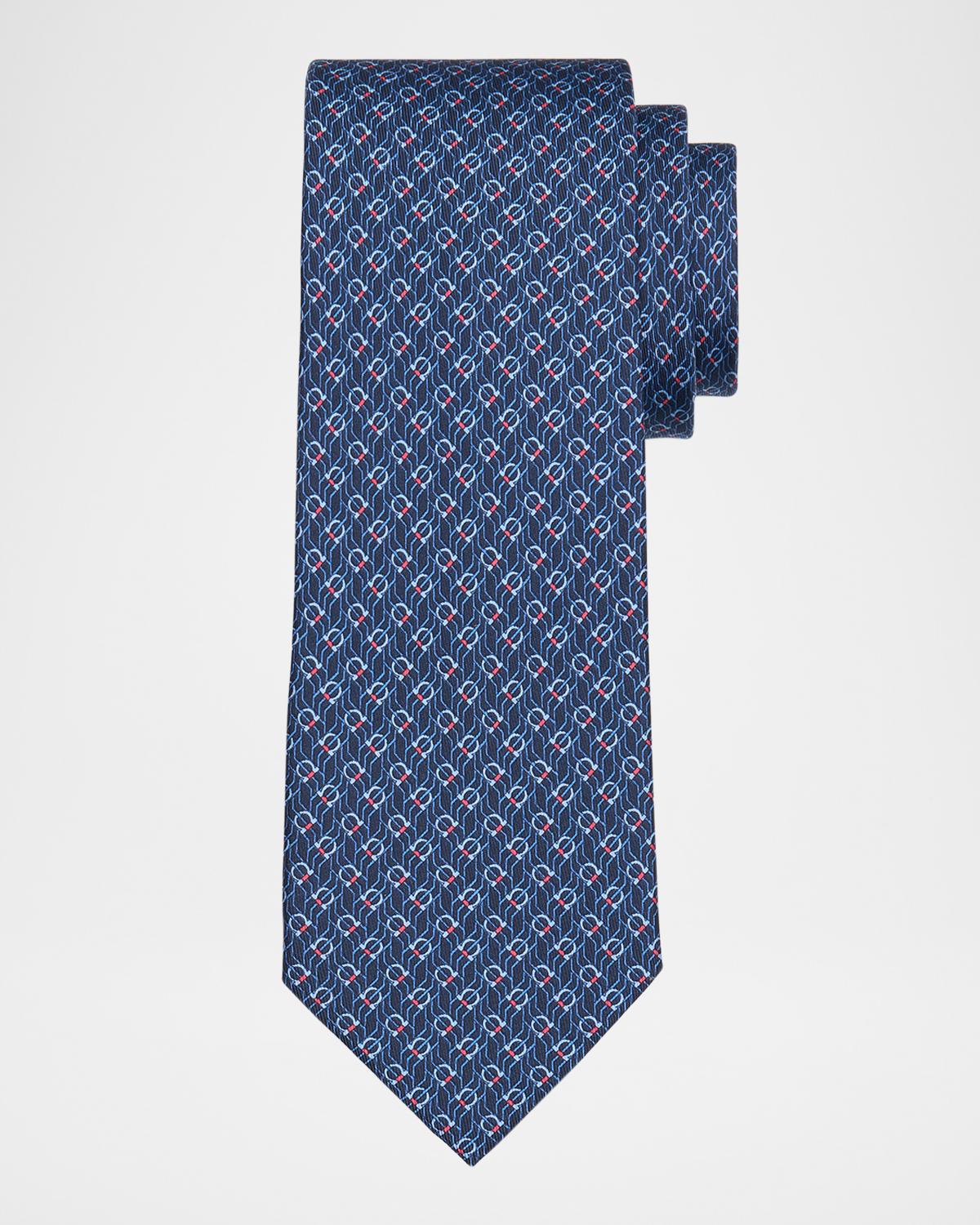 FERRAGAMO Men's Gancio Micro-Geometric Tie