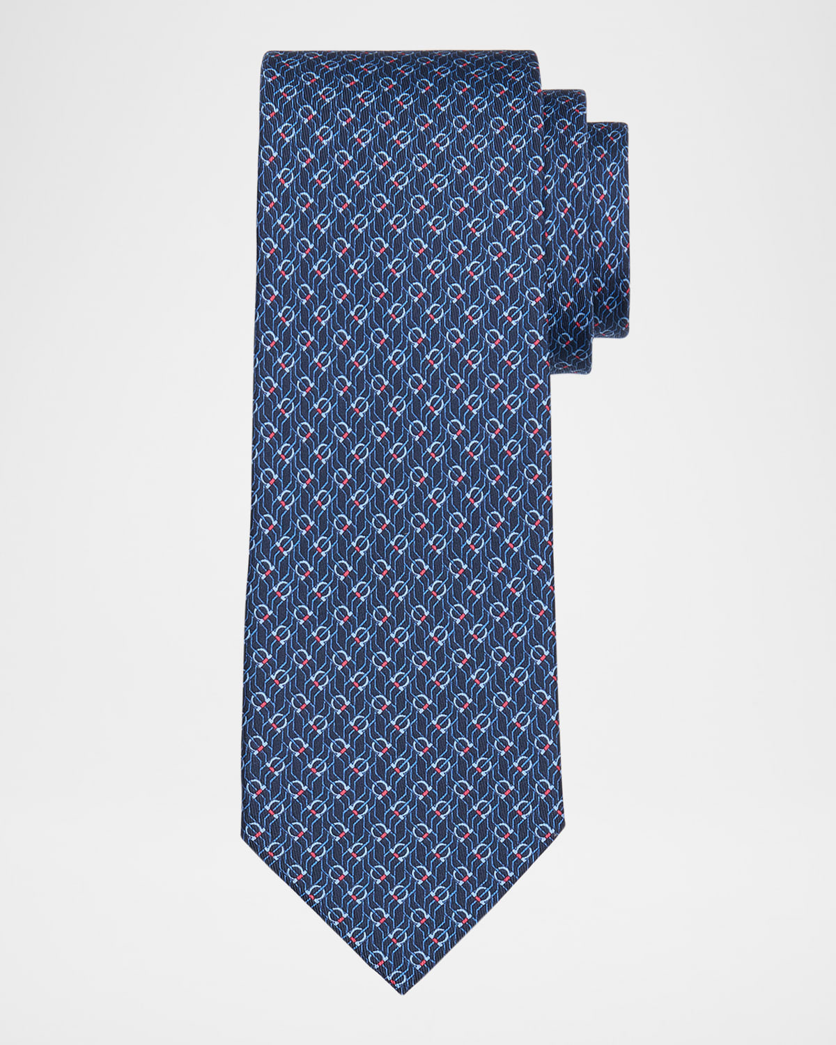 Ferragamo Men 's Gancio Micro-Geometric Tie