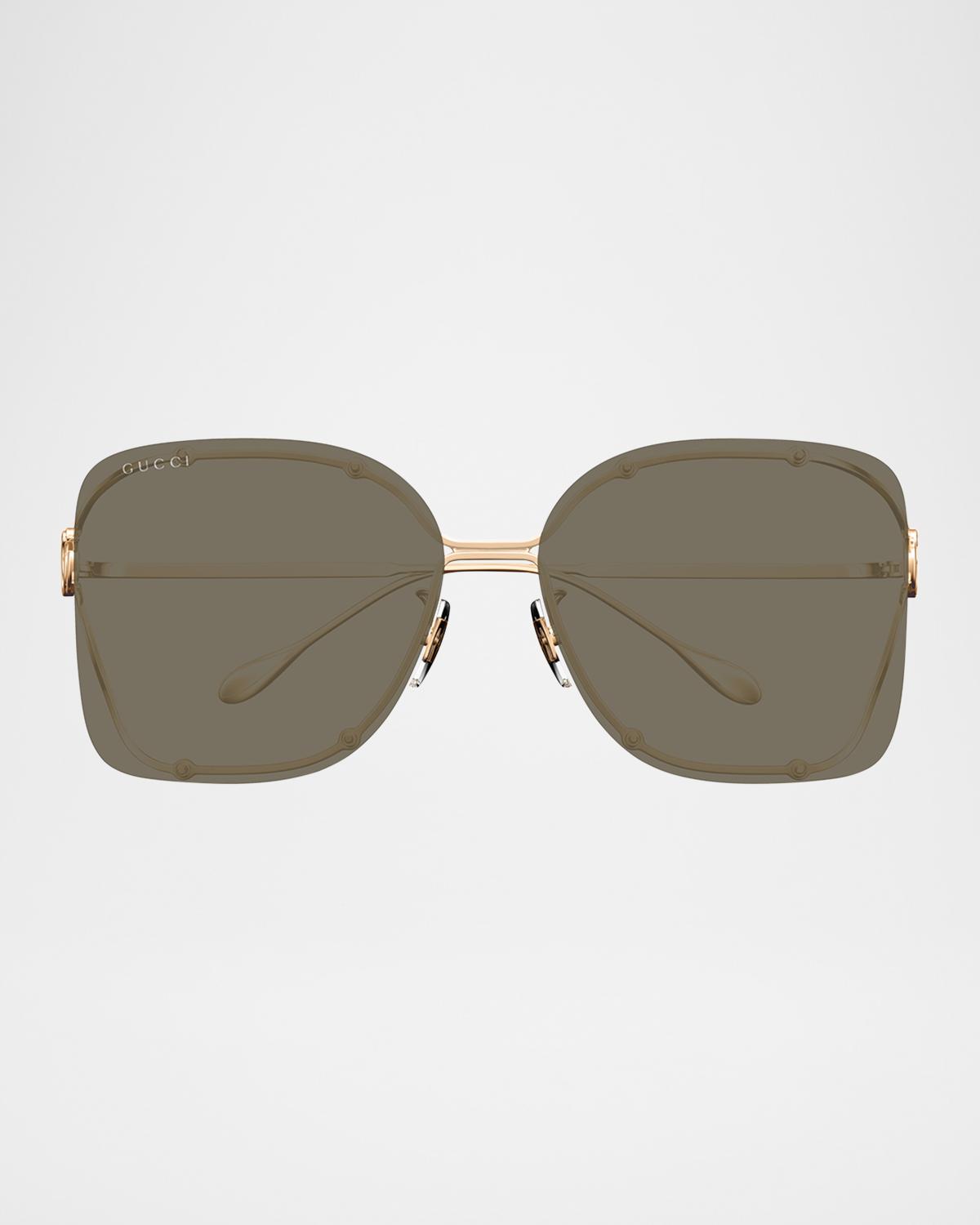 Gucci Rimless Square Metal Sunglasses