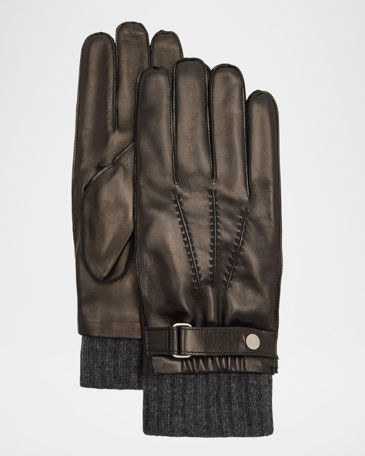 Men & apos;s Napa Leather and Cashmere-Cuff Gloves