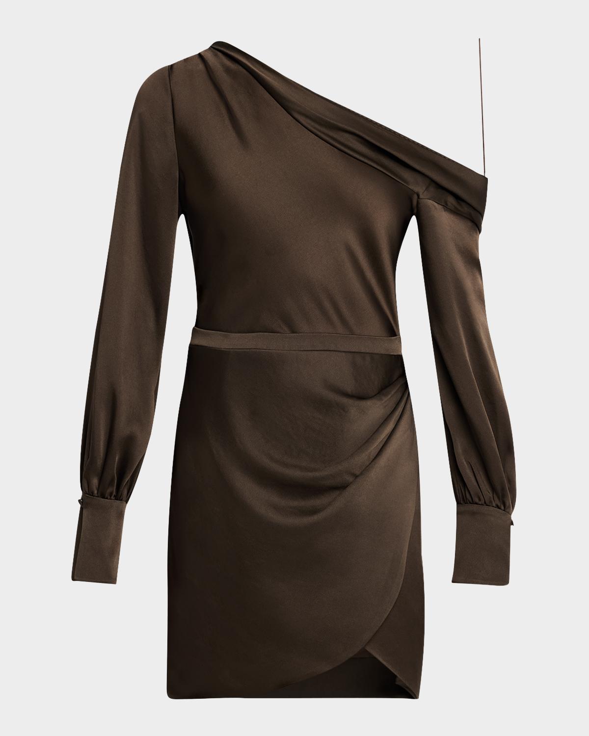 SIMKHAI Cameron Draped One-Shoulder Mini Dress