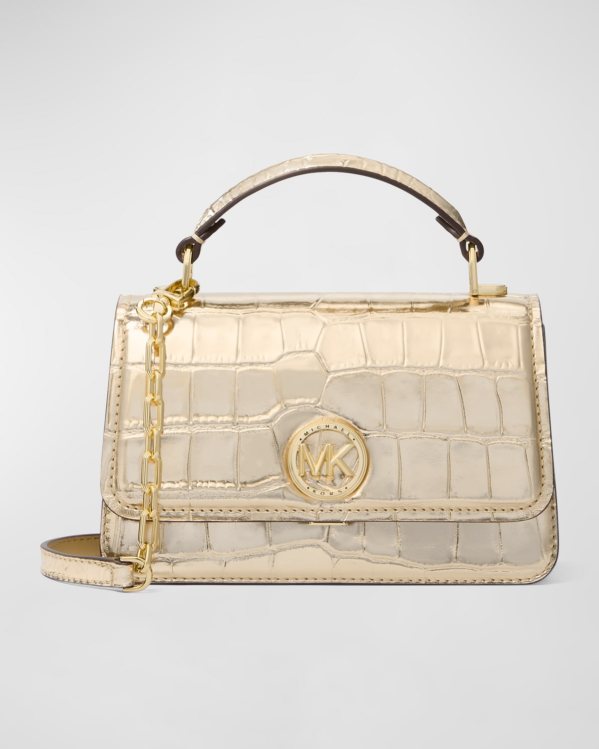 MICHAEL Michael Kors Delancey Croc-Embossed Metallic Leather Crossbody Bag