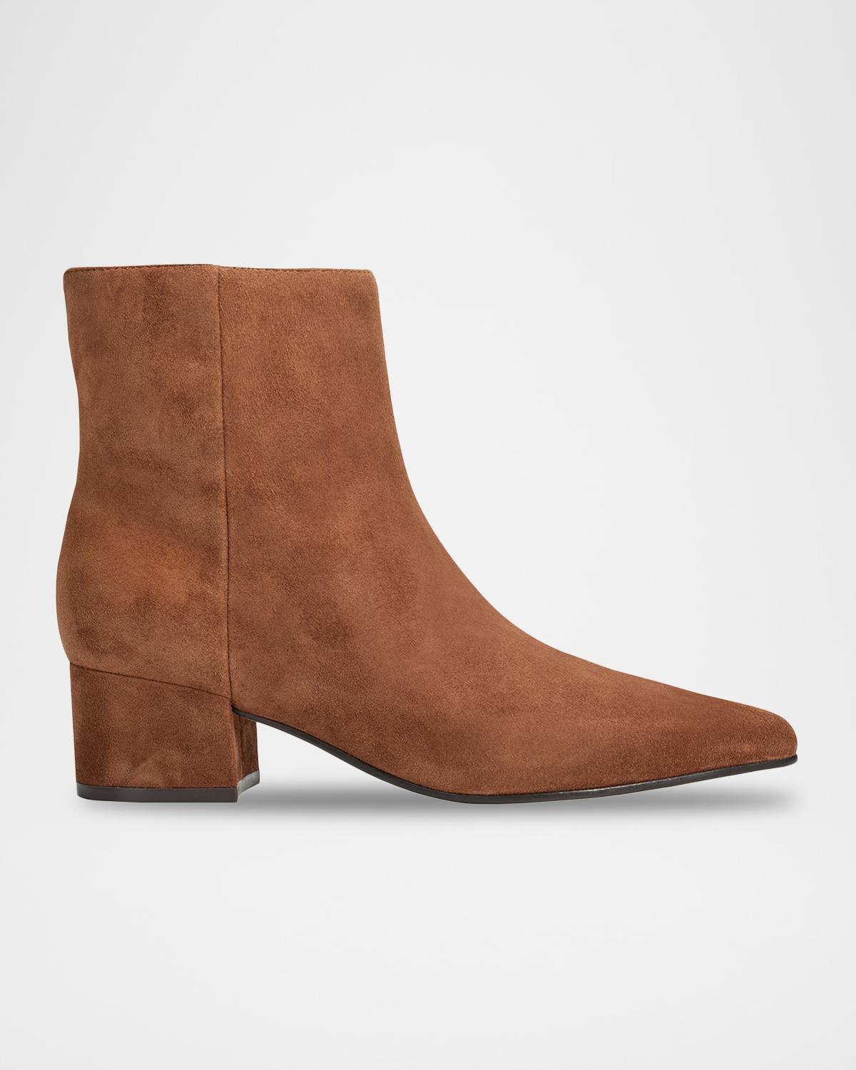 Leonna Leather Block-Heel Ankle Booties