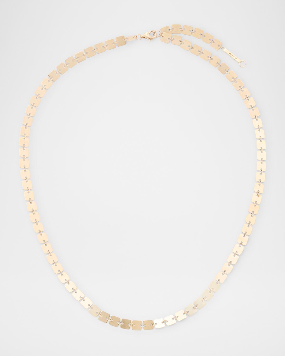 14K Yellow Gold Laser Square Chain Necklace, 18"L