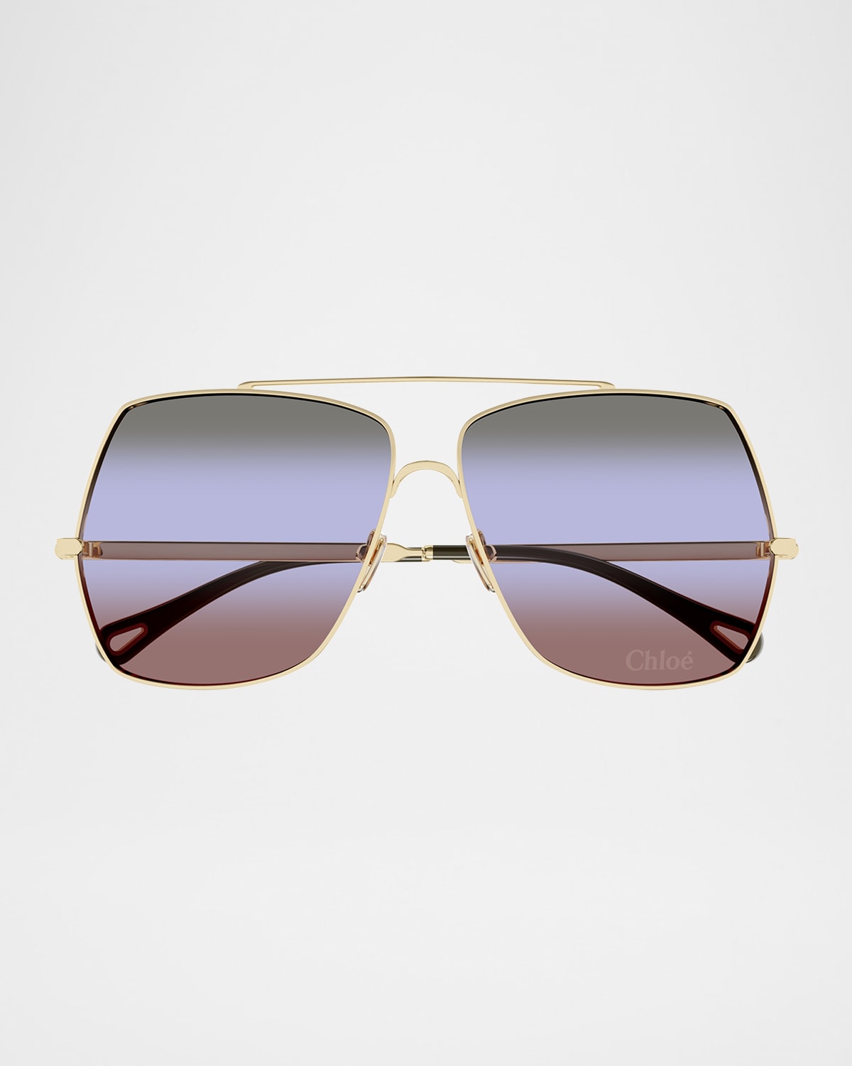 Chloé Gradient Aviator Metal Sunglasses In Gold