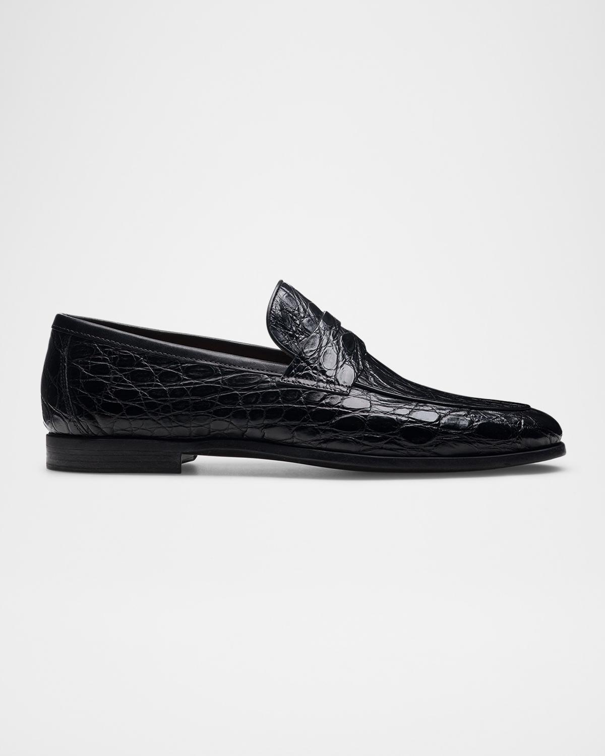Magnanni Men's Vicente Croc Leather Penny Loafers