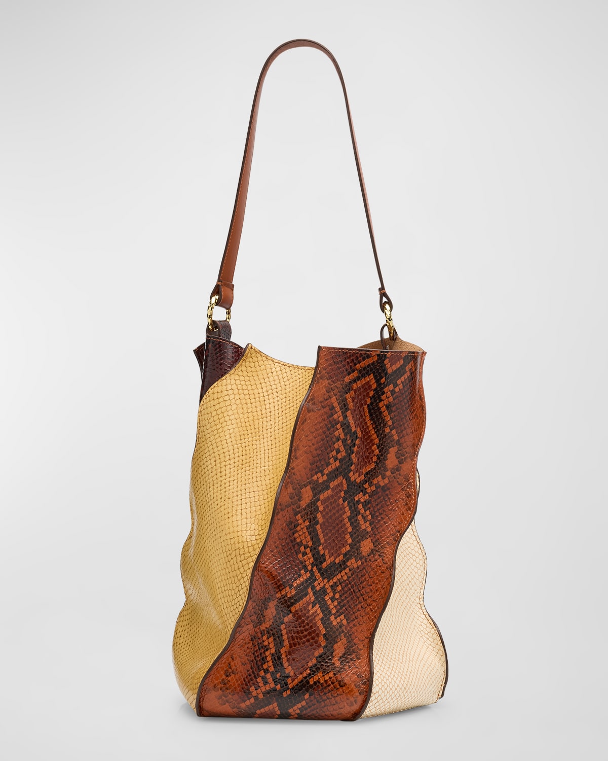 Ulla Johnson Adria Pleated Wave Leather Bucket Bag
