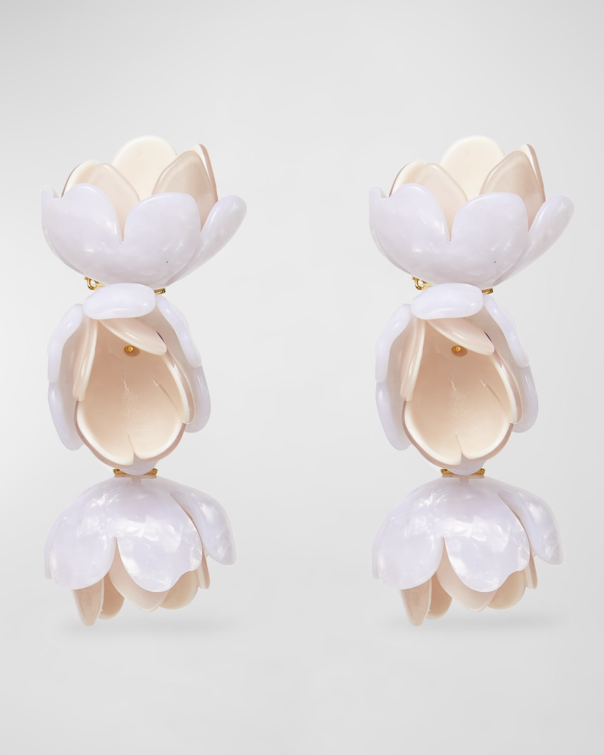 Lele Sadoughi Rose Petal Triple Drop Clip-On Earrings