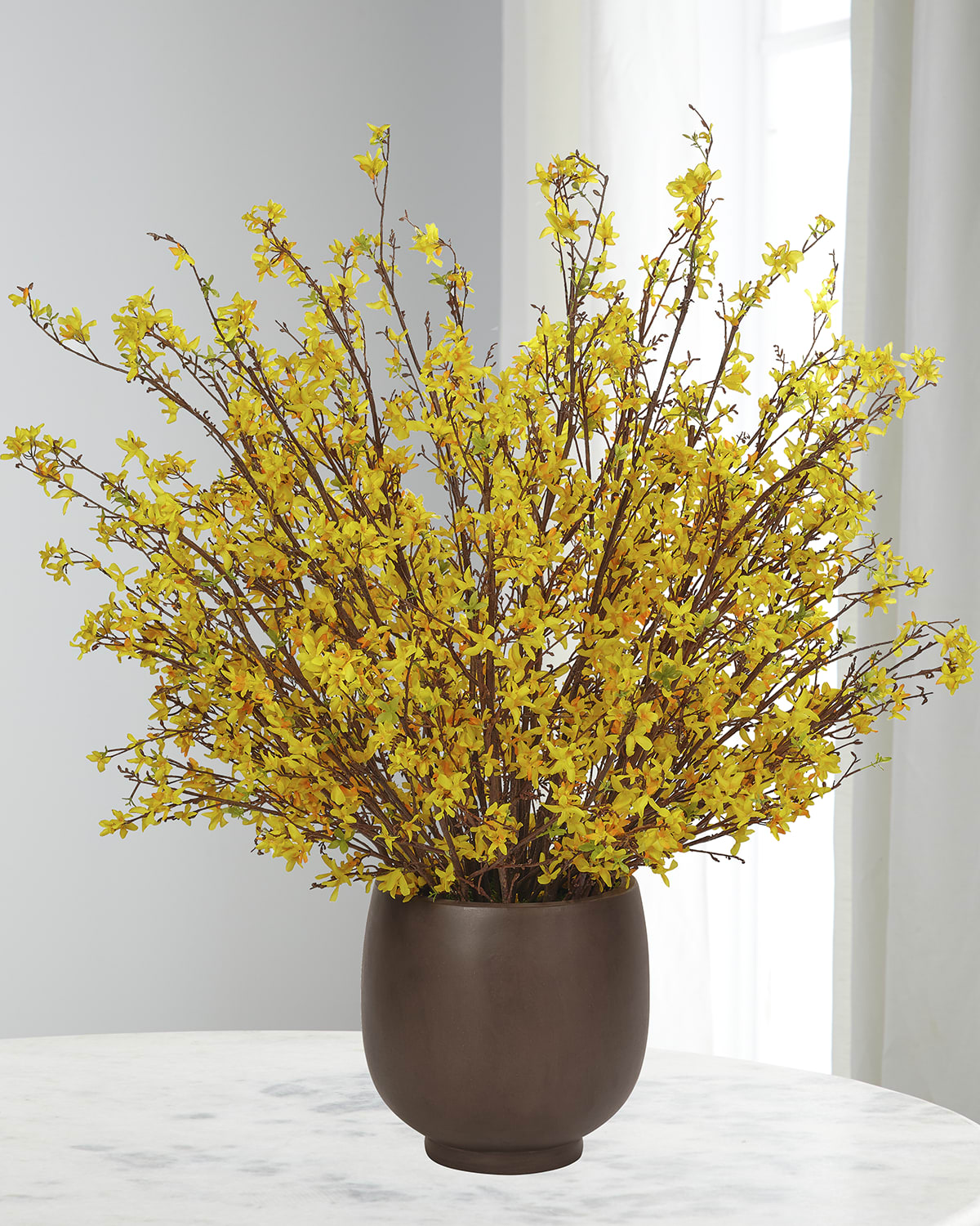 NDI Forsythia 53" Faux Shrubbery in Concrete Pot