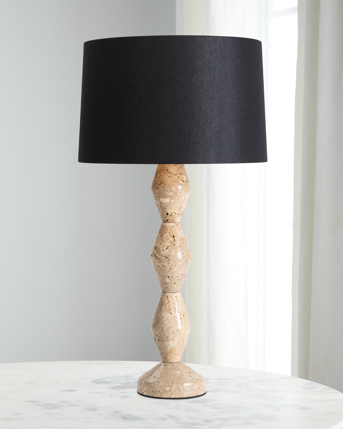 Regina Andrew Crew 30" Travertine Buffet Lamp, Black Shade