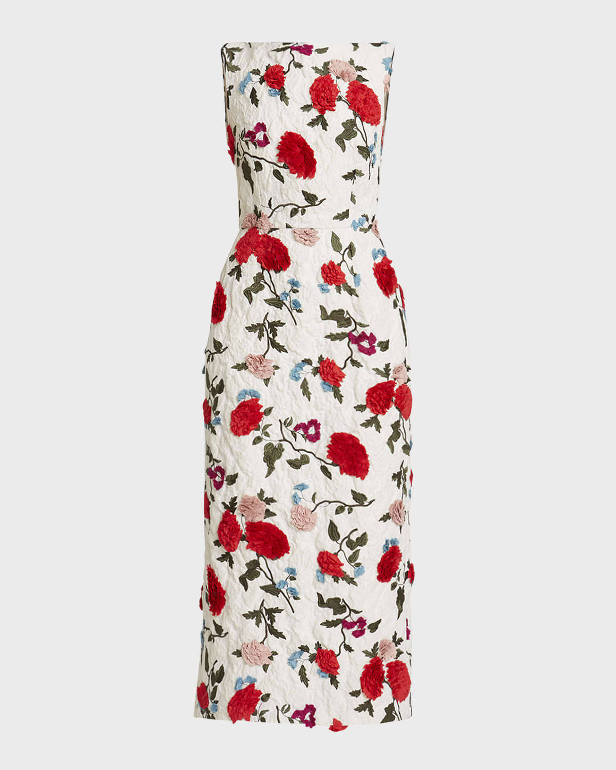 Erdem Boat-Neck Floral Embroidered Midi Dress
