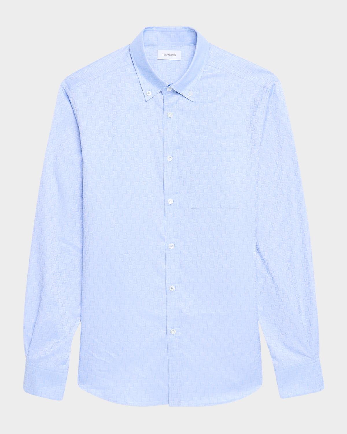 FERRAGAMO Men's Gancio Jacquard Sport Shirt