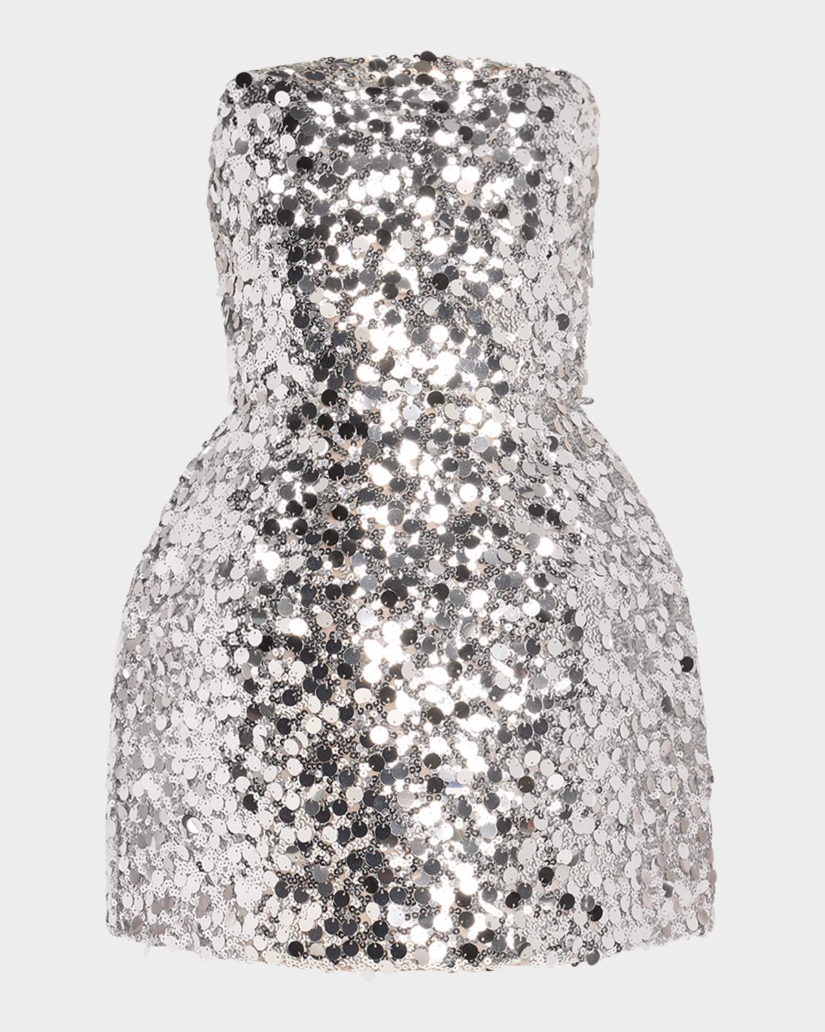 Bronx Banco Maraya Strapless Lace-Up Sequin Mini Dress