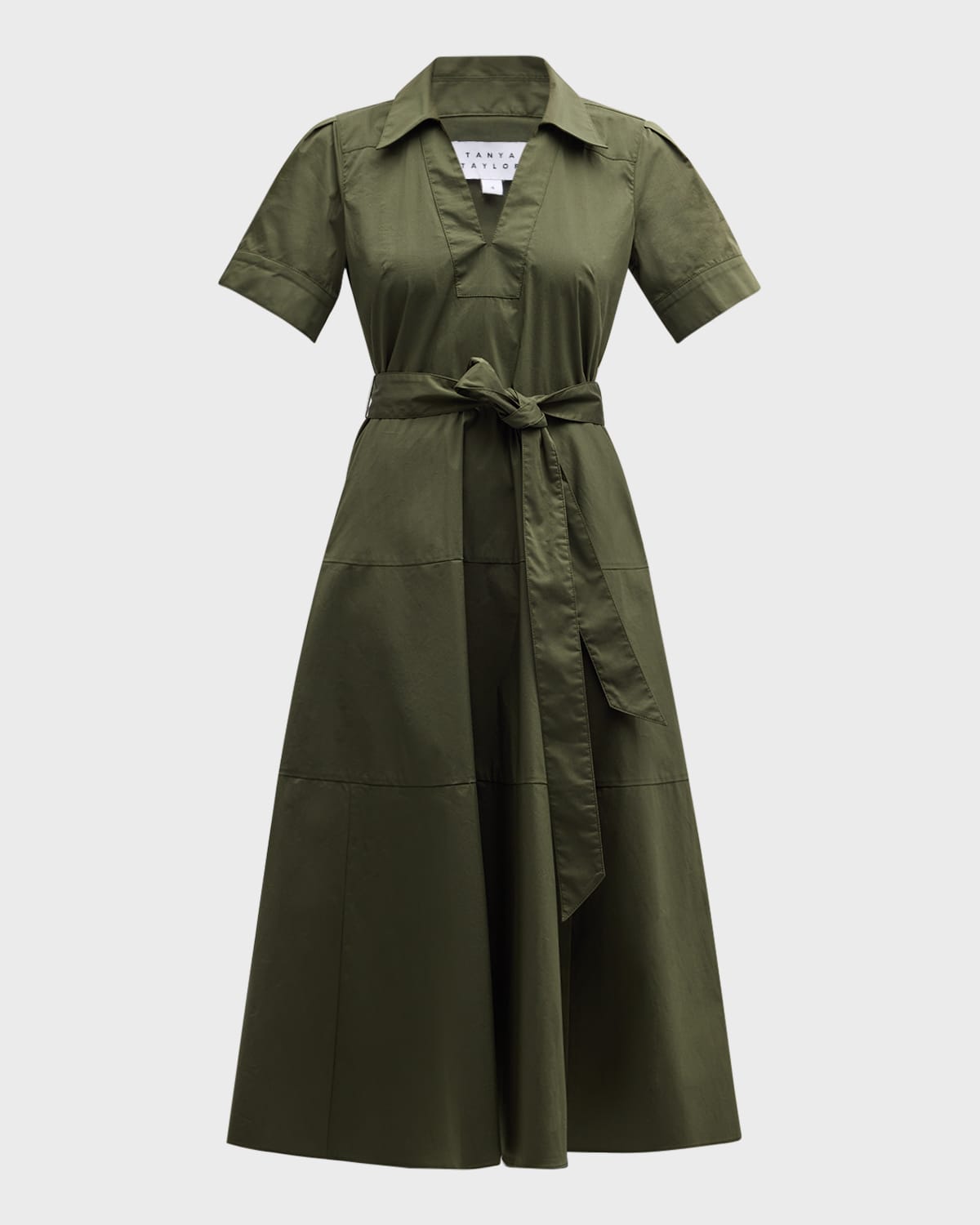 Tanya Taylor Shiv Belted Short-Sleeve Midi Shirtdress