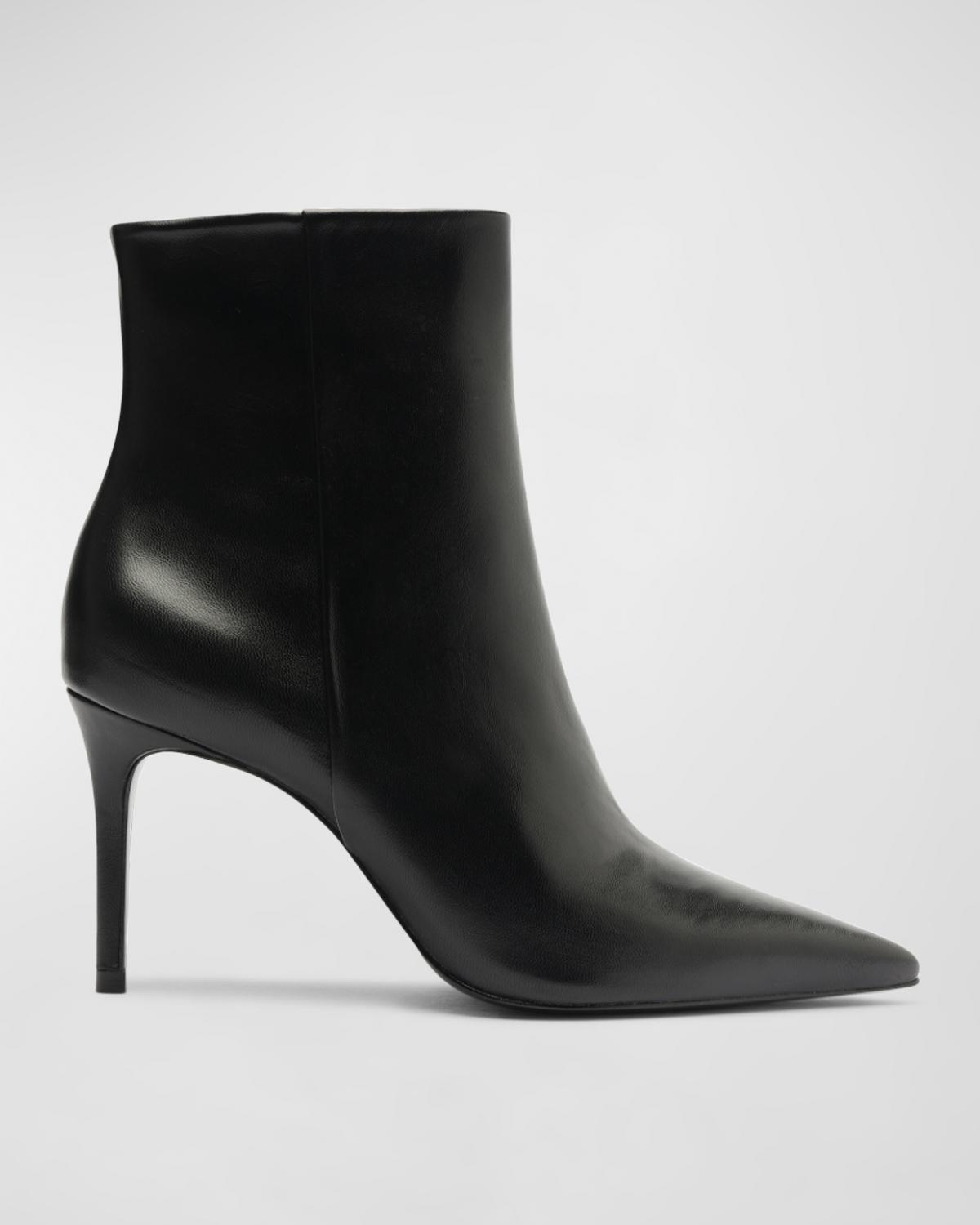 Schutz Mikki Leather Stiletto Zip Booties