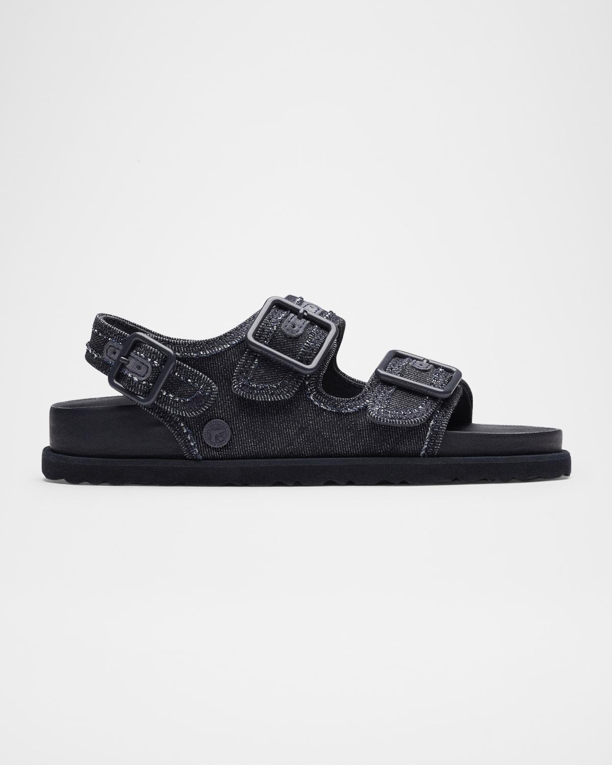 1774 Birkenstock Milano Denim Dual-Buckle Slingback Sandals