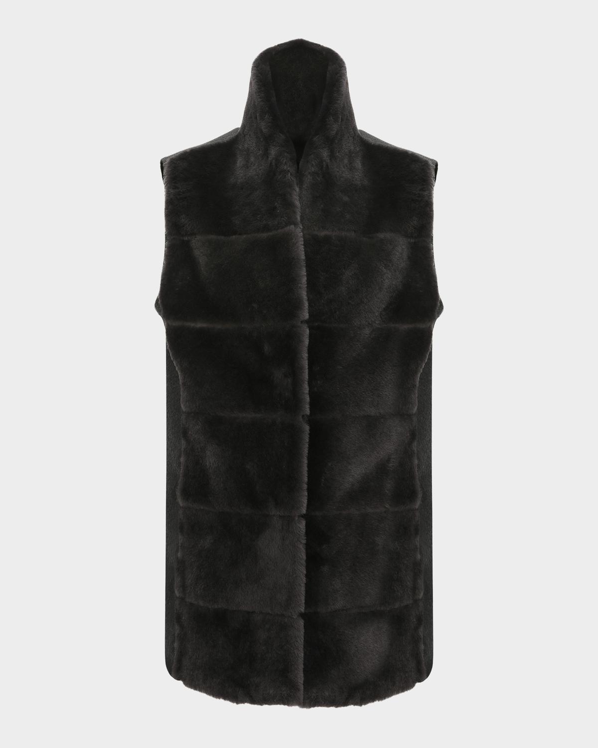 Gorski Reversible Shearling Lamb Vest with Cashmere-Blend Back