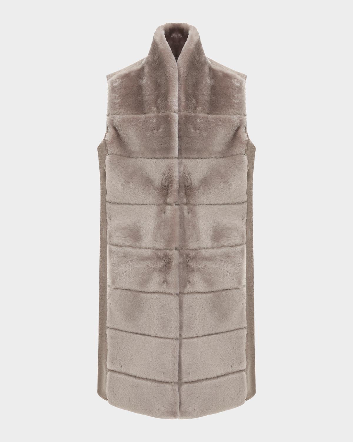 Gorski Reversible Shearling Lamb Vest with Cashmere-Blend Back