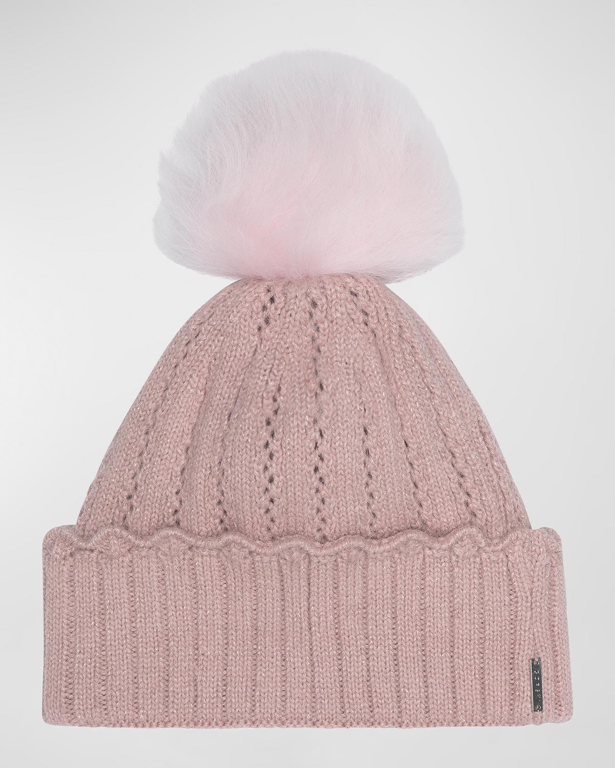 Gorski Knit Beanie with Lamb Fur Pom