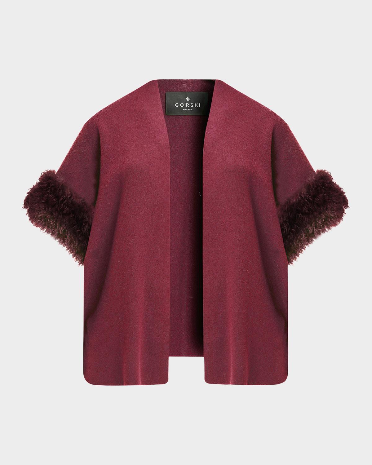 Gorski Knit Wool Vest With Mongolian Lamb Cuffs