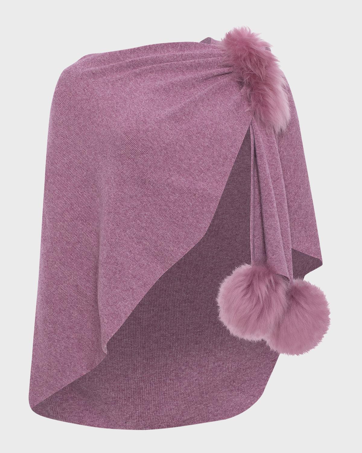 Gorski Select Wool Capelet With Lamb Shearling Poms