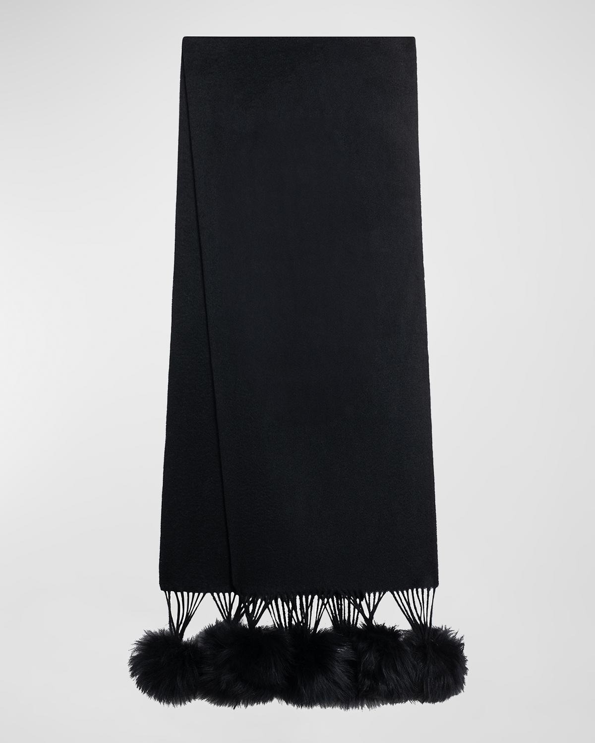 Gorski Select Cashmere Stole With Lamb Shearling Poms