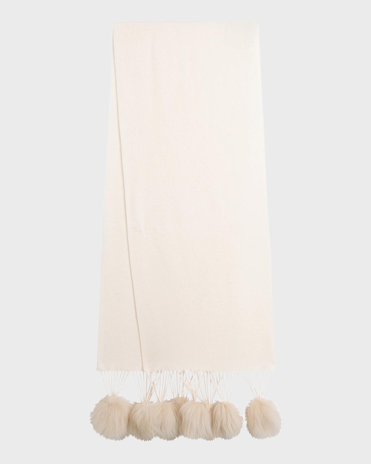 Gorski Select Cashmere Stole With Lamb Shearling Poms