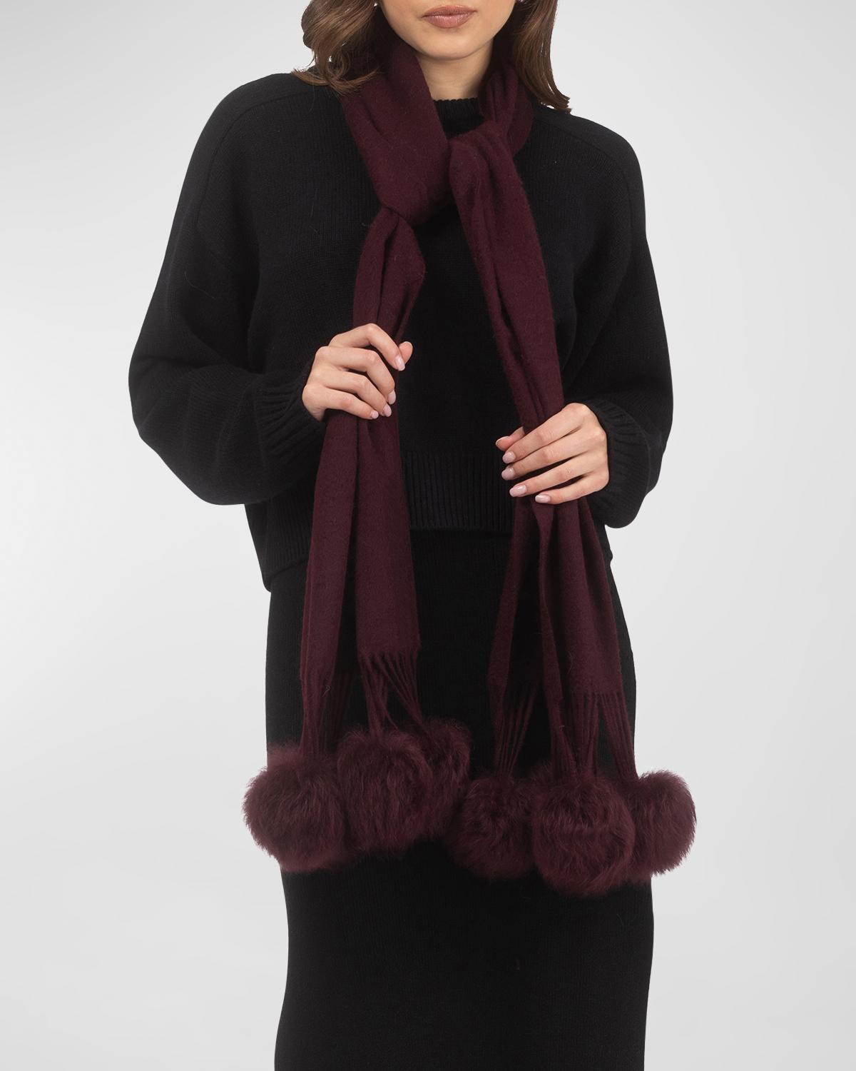 Gorski Select Cashmere Stole With Lamb Shearling Poms