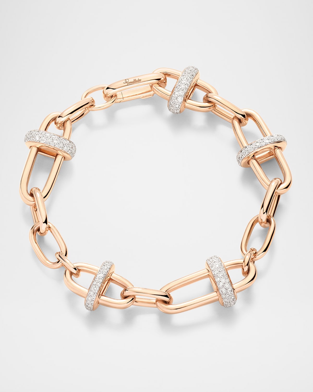 Pomellato 18K Rose Gold Iconica Diamond Banded Chain Bracelet