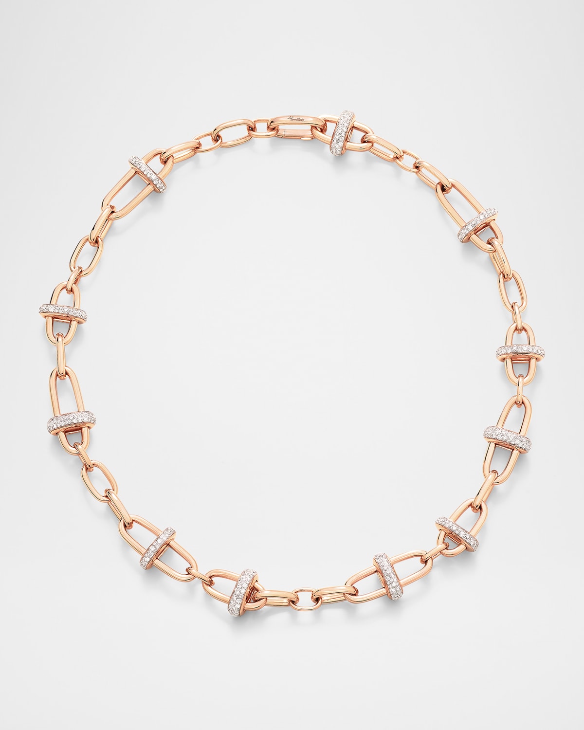 Pomellato Iconica 18K Rose Gold Diamond Banded Chain Necklace