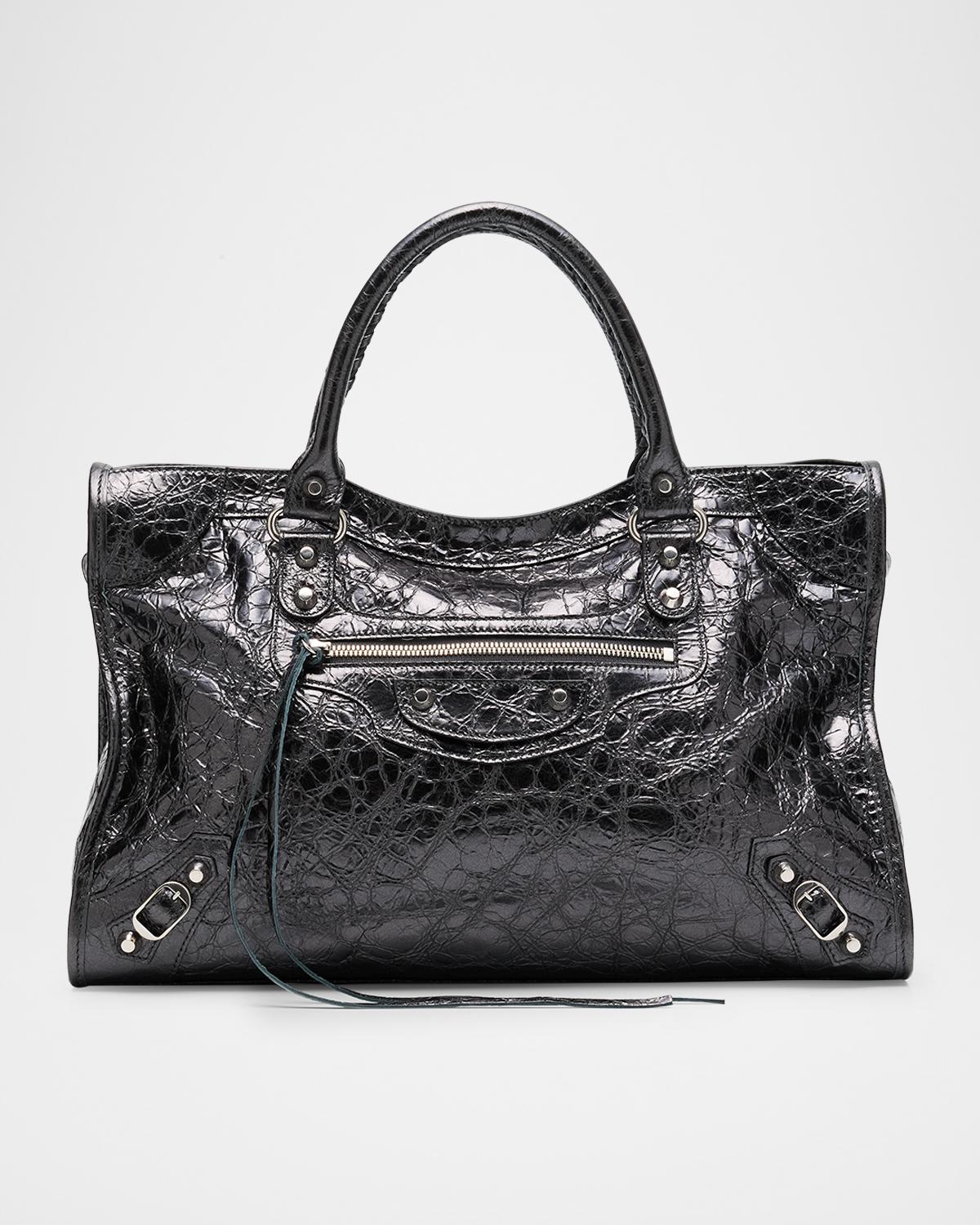 Le City Medium Metallic Leather Top-Handle Bag