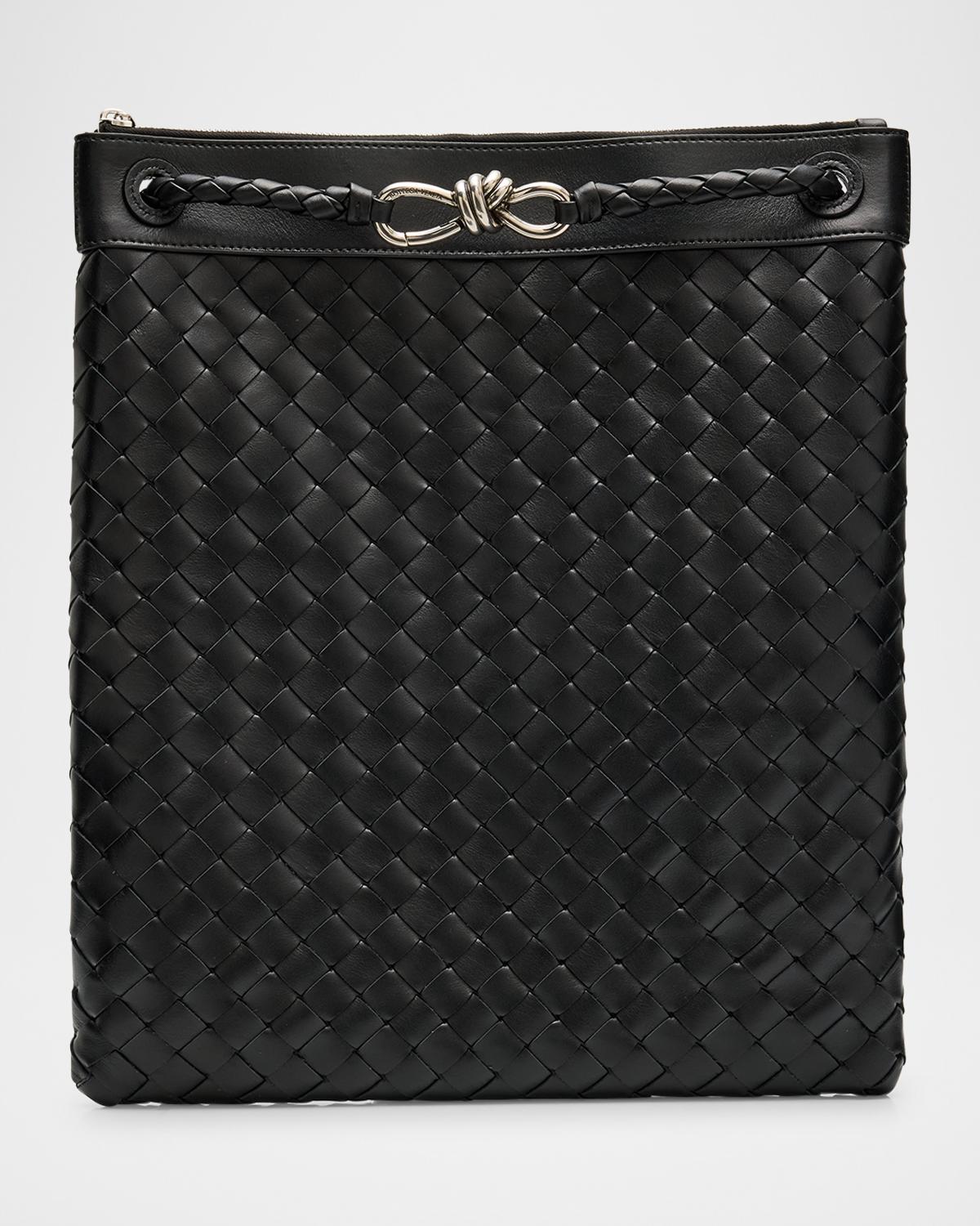 Men & apos;s Andiamo Intrecciato Leather Flat Messenger Bag