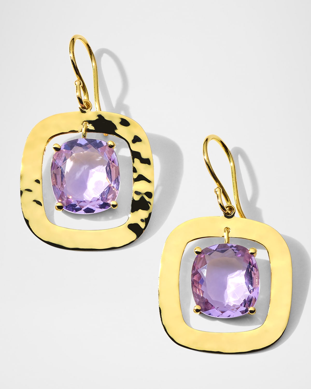 Ippolita Rock Candy Rainbow Crinkle Medium Amethyst Earrings in 18K Gold