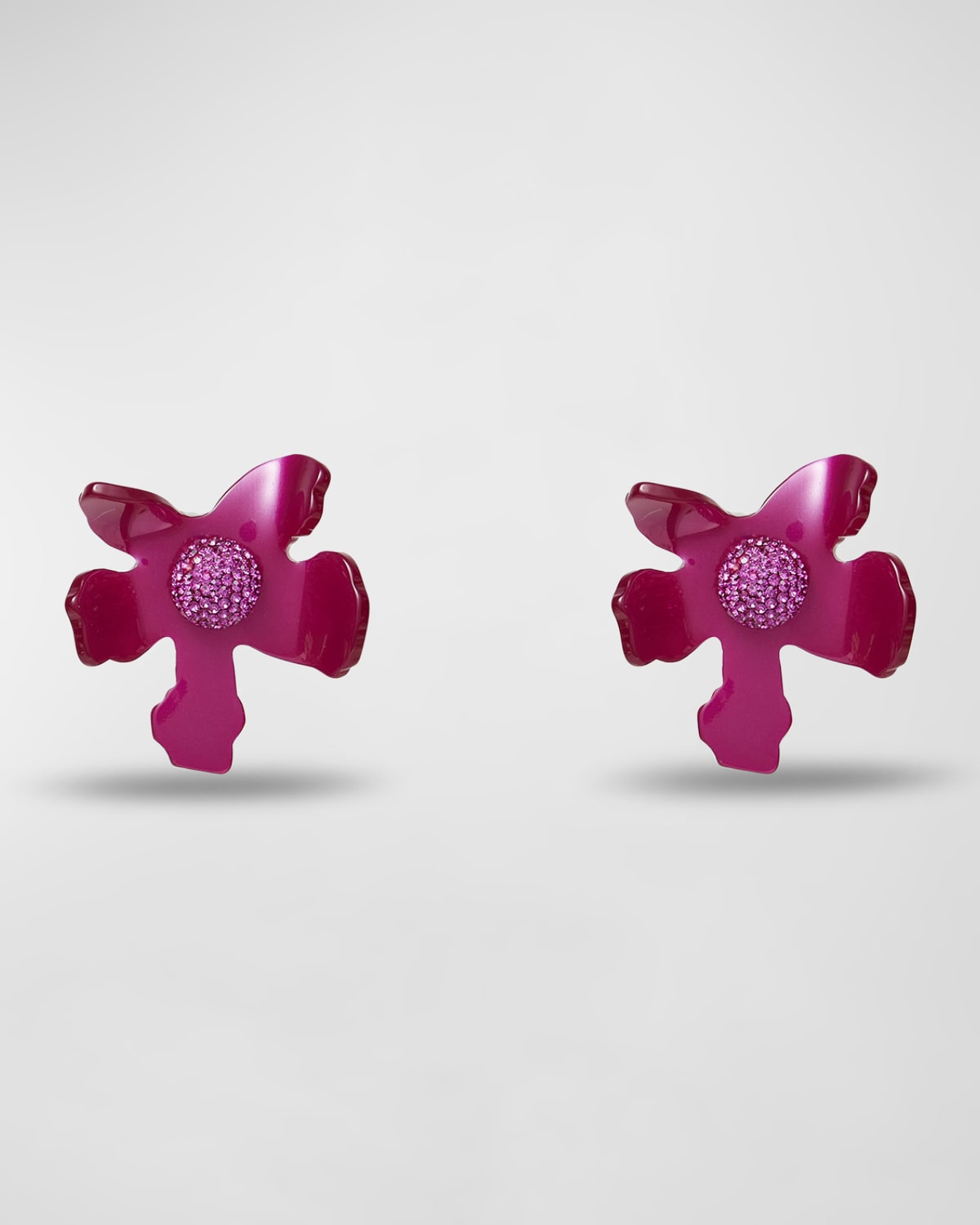 Lele Sadoughi Crystal Lily Button Earrings, Raspberry