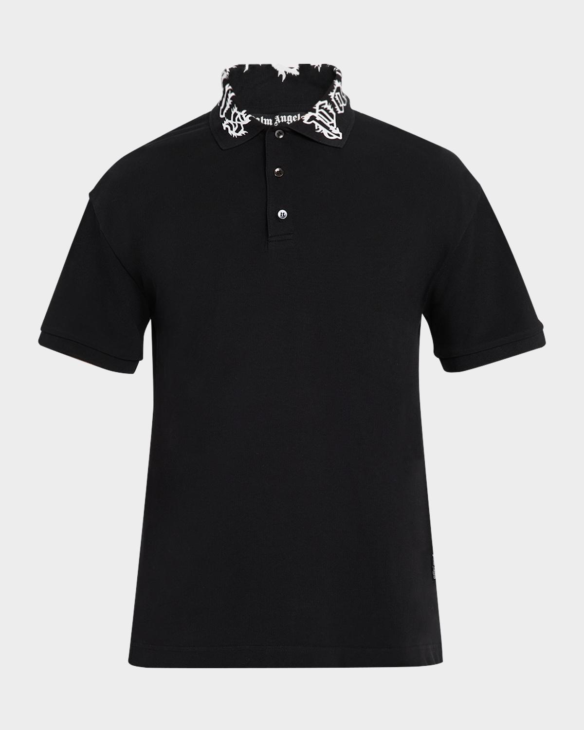 Palm Angels Men's Neck-Logo Polo Shirt