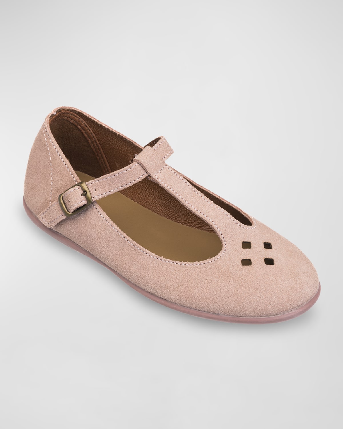 Elephantito Girl 's Suede T-Bar Flats, Baby/Toddler/Kids