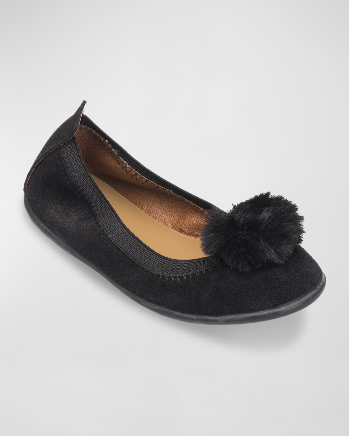 Elephantito Girl 's PomPom Ballerina Flats, Toddlers/Kids | Thumbnail 3 Elephantito Girl 's PomPom Ballerina Flats, Toddlers/Kids | Thumbnail 3