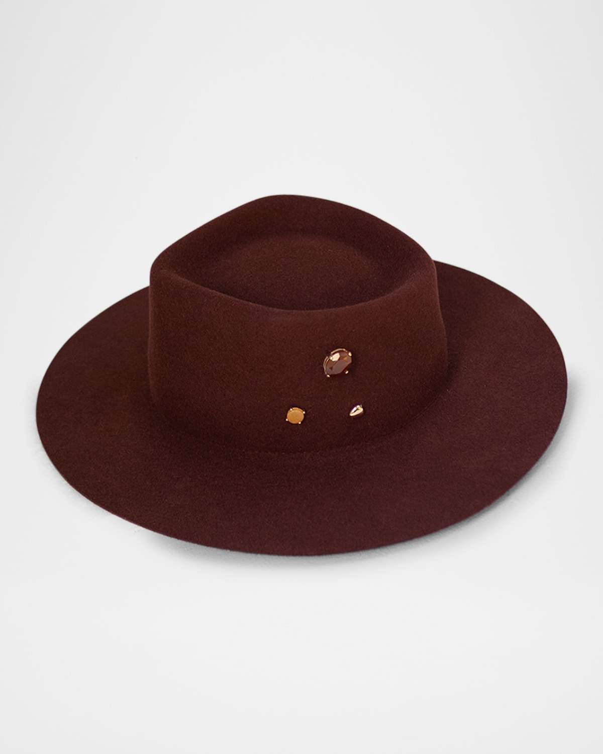 Van Palma Georgina Embellished Wool Felt Fedora Hat