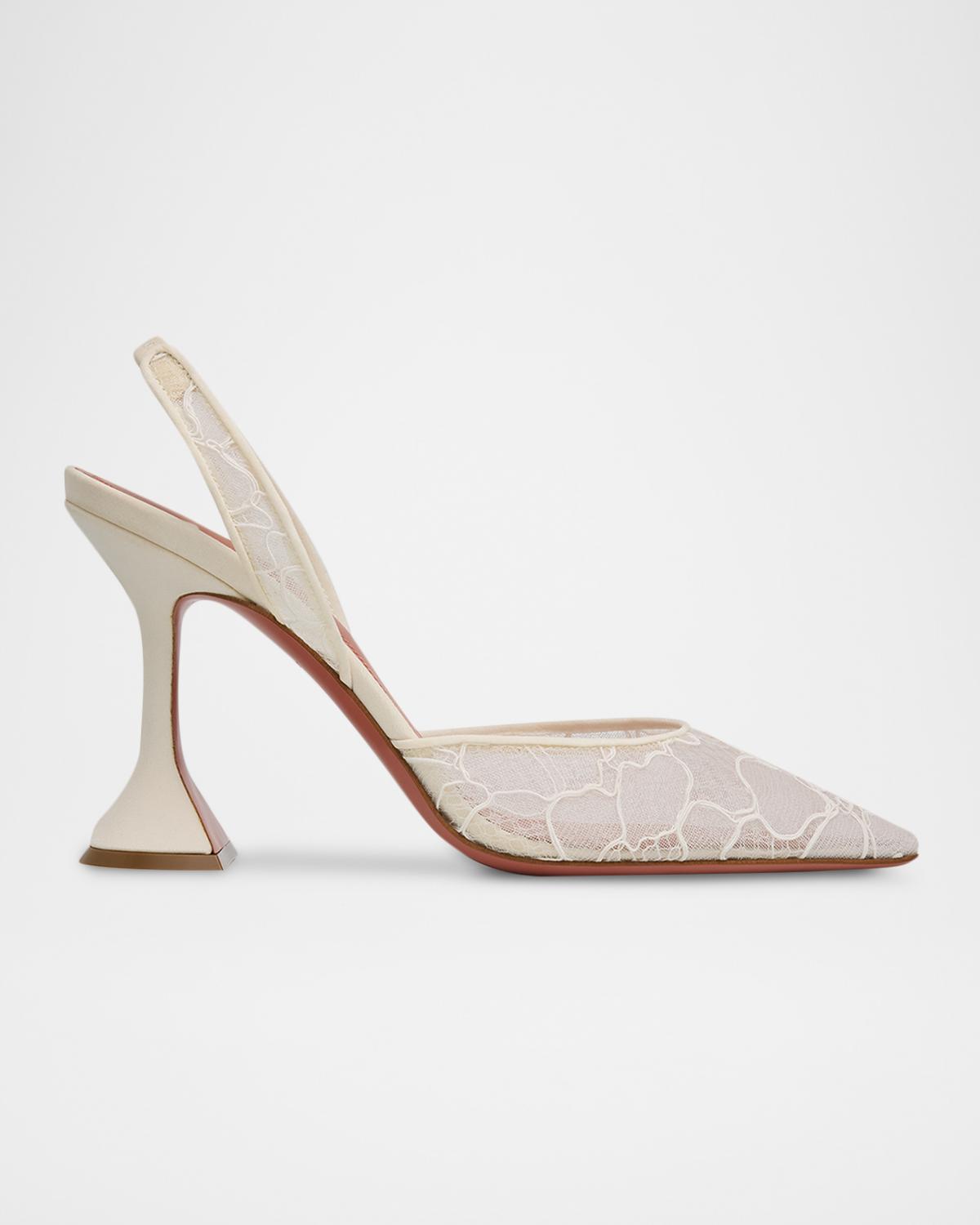 Amina Muaddi Holli Lace Slingback Pumps
