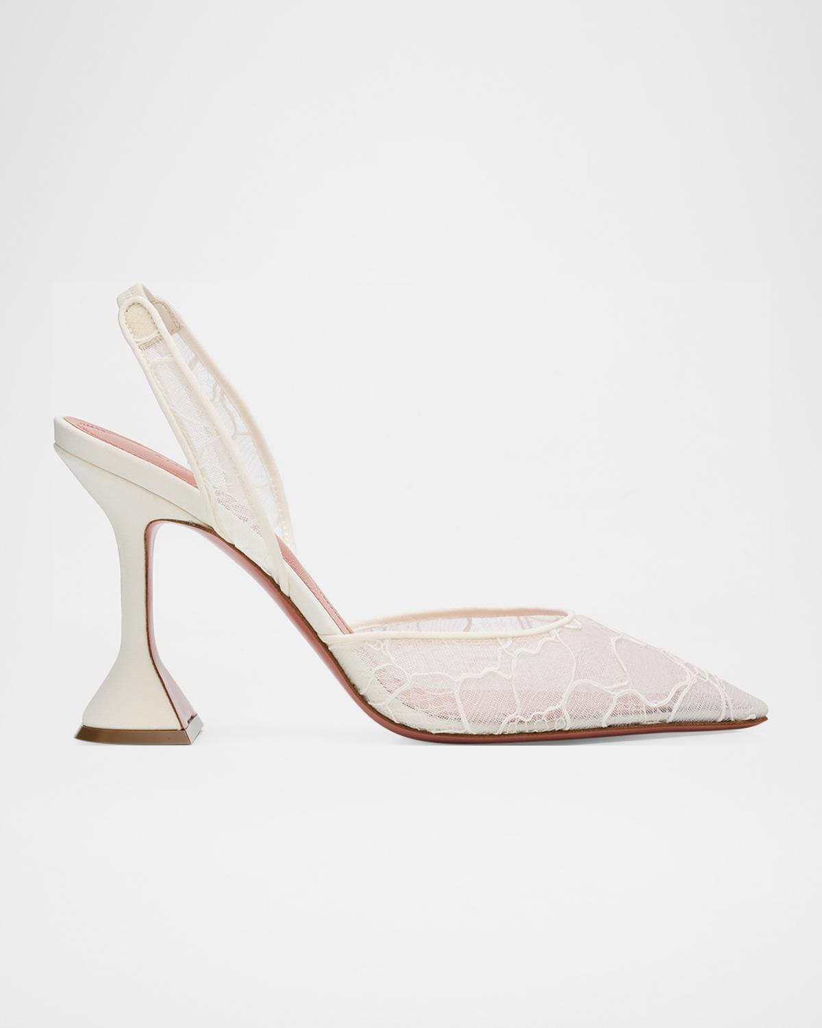 Amina Muaddi Holli Lace Slingback Pumps