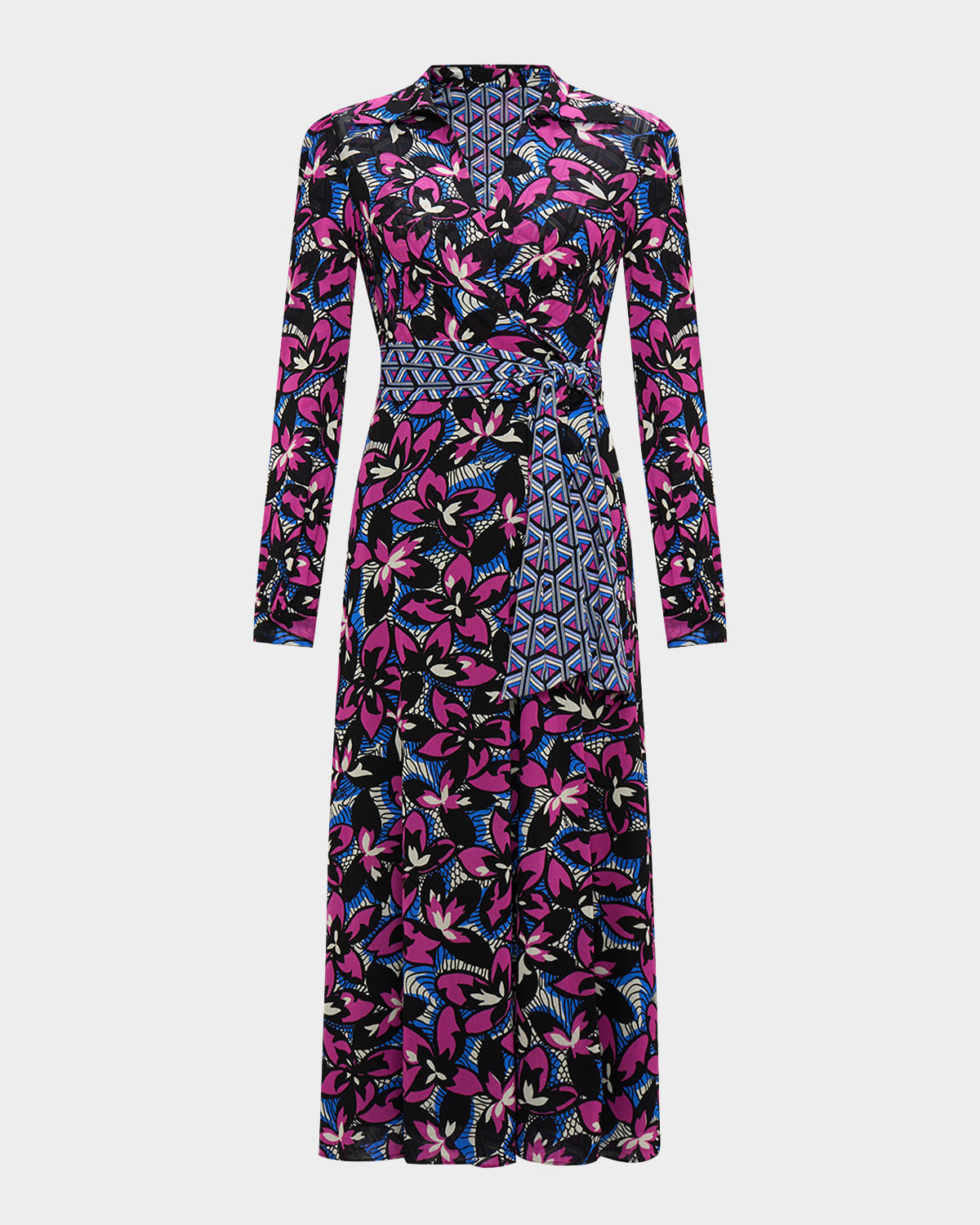 Diane von Furstenberg Savilla Printed Ruffle Wrap Dress Neiman Marcus