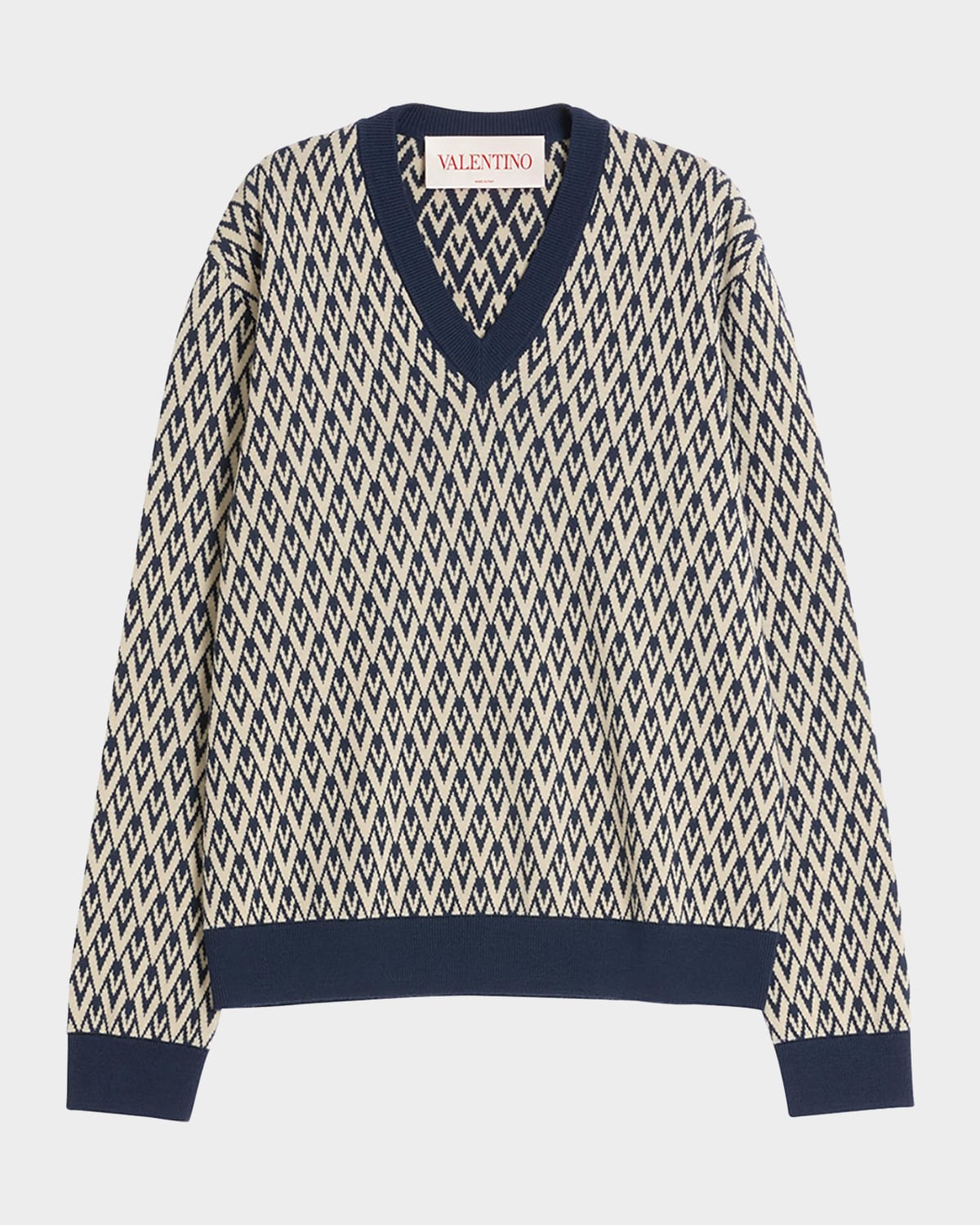 Valentino Garavani Men 's V Jacquard Wool Sweater