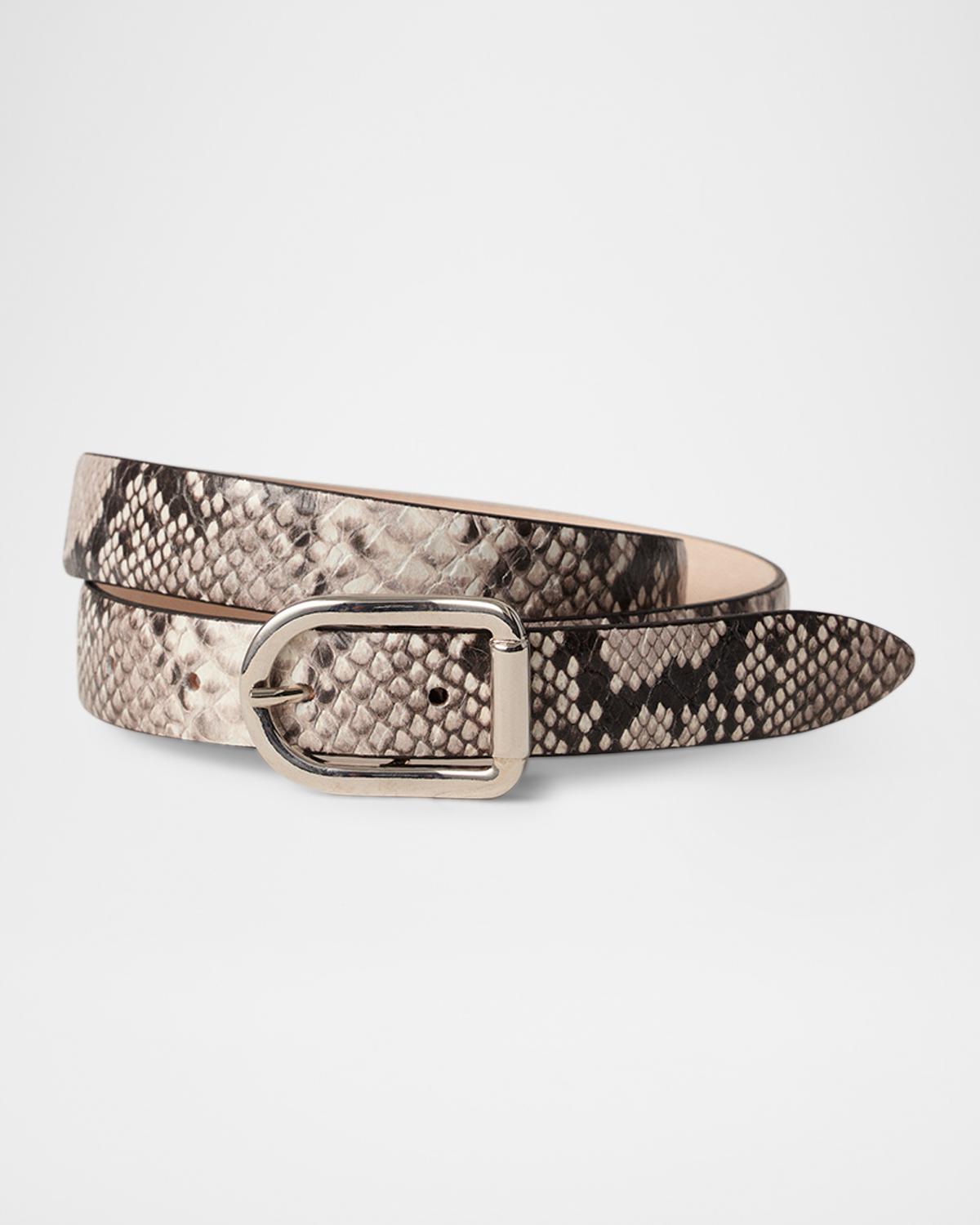 Déhanche Mija Snake-Embossed Leather Skinny Belt